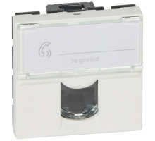 Mosaic - Розетка 2М RJ-45 Кат. 5e UTP с этикеткой (белый) | арт.076554