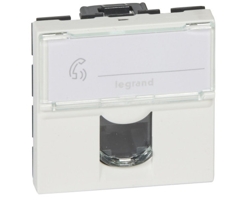 Mosaic - Розетка 2М RJ-45 Кат. 5e UTP с этикеткой (белый) | арт.076554