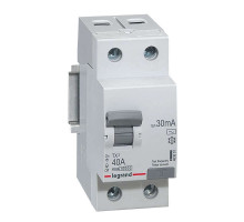УЗО Legrand TX3, электромеханическое, 2P, 40A, 10kA, 30mA, тип AC, 2M