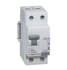 УЗО Legrand TX3, электромеханическое, 2P, 40A, 10kA, 30mA, тип AC, 2M