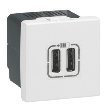Mosaic - Розетка 2xUSB, 5В, 2400мА, 2М, белый | арт.077594