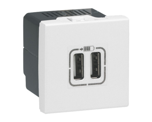 Mosaic - Розетка 2xUSB, 5В, 2400мА, 2М, белый | арт.077594