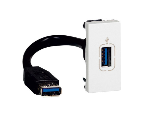 Mosaic - Розетка USB 3.0 со шнуром 15см., 1М, белый | арт.078746