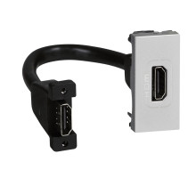 Mosaic - Розетка HDMI 1.4, тип А, со шнуром 15см., 1М, алюминий | арт.079378