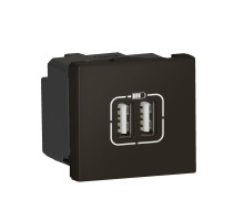 Mosaic - Розетка 2xUSB, 5В, 2400мА, 2M, черный | арт.079384