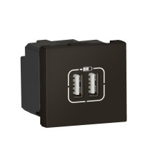 Mosaic - Розетка 2xUSB, 5В, 2400мА, 2M, черный | арт.079384