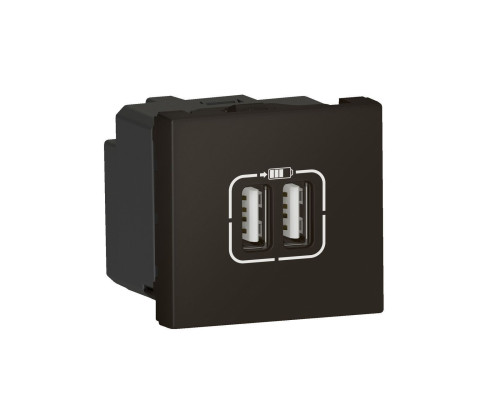 Mosaic - Розетка 2xUSB, 5В, 2400мА, 2M, черный | арт.079384