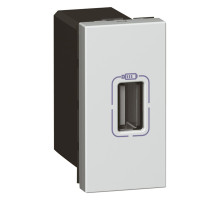 Mosaic - Розетка 1xUSB, 5В, 750мА, 1М, алюминий | арт.079391