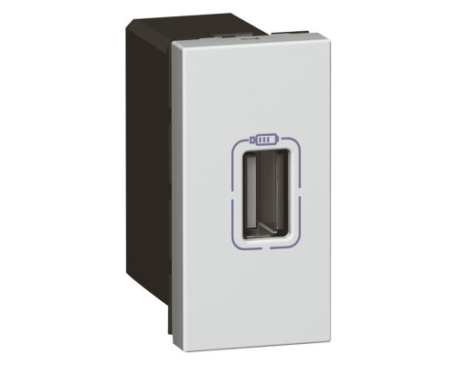 Mosaic - Розетка 1xUSB, 5В, 750мА, 1М, алюминий | арт.079391