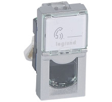 Mosaic - Розетка 1М RJ-45 Кат. 6 с этикеткой (алюмин) | арт.079461