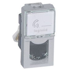 Mosaic - Розетка 1М RJ-45 Кат. 6 с этикеткой (алюмин) | арт.079461