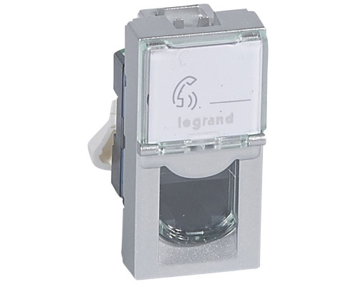 Mosaic - Розетка 1М RJ-45 Кат. 6 с этикеткой (алюмин) | арт.079461