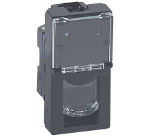Mosaic - Розетка 1М RJ-45 Кат. 6 UTP с этикеткой (черный) | арт.079481