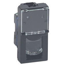 Mosaic - Розетка 1М RJ-45 Кат. 6 UTP с этикеткой (черный) | арт.079481
