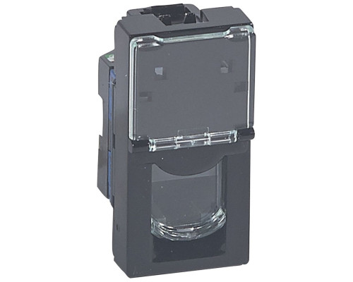 Mosaic - Розетка 1М RJ-45 Кат. 6 UTP с этикеткой (черный) | арт.079481