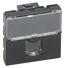 Mosaic - Розетка 2М RJ-45 Кат. 6 FTP с этикеткой (черный) | арт.079485