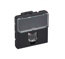 Mosaic - Розетка 2М RJ-45 Кат. 6 STP с этикеткой (черный) | арт.079486