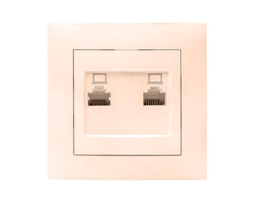 Валенсия розетка компьютерная RJ-45 2-местная кремовая EKF PROxima | арт.EWK02-035-20