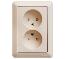 Розетка 2-местная, без заземления со шторками с рамкой Schneider Electric Wessen59 RS16-254-28 Слоновая  кость | арт.RS16-254-28