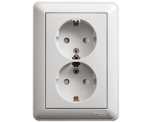 Розетка 2-местная, с заземлением со шторками с рамкой Schneider Electric Wessen59 RS16-255-18 Белый