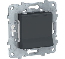 NU503754TA UNICA NEW РОЗЕТКА с заземл., со шторками, с крышкой, 16 А, 250 В, IP40, АНТРАЦИТ