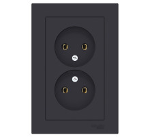 Розетка двойная без заземления с рамкой Schneider Electric AtlasDesign ATN001020 Карбон - ATN001020
