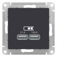 Розетка USB Schneider Electric AtlasDesign ATN001033 Карбон - ATN001033