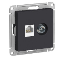 РОЗЕТКА двойная комп+ТВ, RJ45+TV, кат.5E, механизм Schneider Electric AtlasDesign ATN001089 Карбон | арт.ATN001089