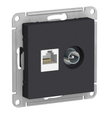 РОЗЕТКА двойная комп+ТВ, RJ45+TV, кат.5E, механизм Schneider Electric AtlasDesign ATN001089 Карбон | арт.ATN001089