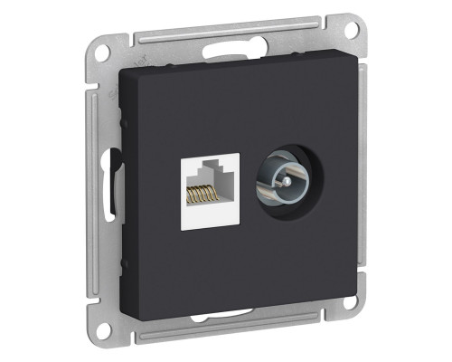 РОЗЕТКА двойная комп+ТВ, RJ45+TV, кат.5E, механизм Schneider Electric AtlasDesign ATN001089 Карбон | арт.ATN001089