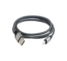 Дата-кабель, ДК 12, USB - Lightning, 1 м, тканевая оплетка, серый, TDM | арт.SQ1810-0312
