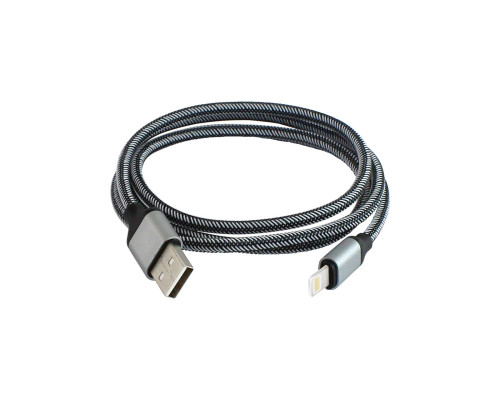 Дата-кабель, ДК 12, USB - Lightning, 1 м, тканевая оплетка, серый, TDM | арт.SQ1810-0312