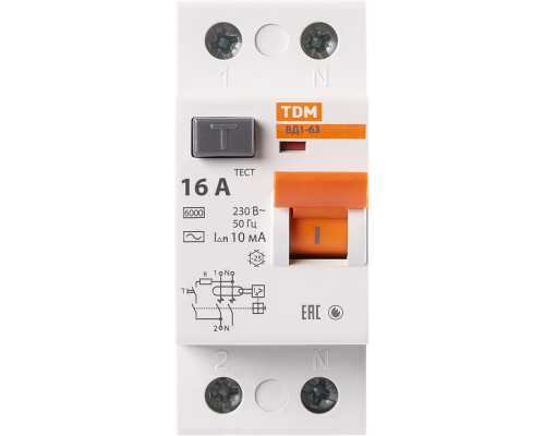 УЗО ВД1-63 2Р 16А 10мА TDM