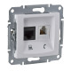 Розетка двойная RJ11 + RJ45 Sedna Белый - SDN5100121