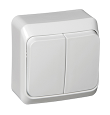 Выключатель 2-клавишный, открытая установка Schneider Electric Этюд BA10-002B Белый - BA10-002B