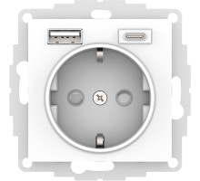 ATLASDESIGN РОЗЕТКА 16А с 2 USB A+C, 5В/2,4А/3,0А, 2х5В/1,5А, механизм, БЕЛЫЙ