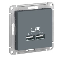 ATLASDESIGN USB РОЗЕТКА A+A, 5В/2,1 А, 2х5В/1,05 А, механизм, ГРИФЕЛЬ