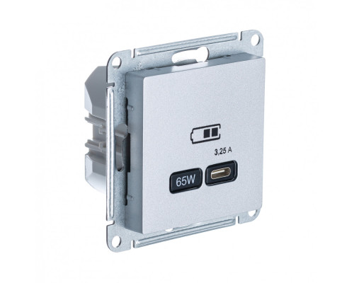 ATLASDESIGN USB РОЗЕТКА тип-С 65Вт высокоскор.заряд. QC, PD, механизм, АЛЮМИНИЙ