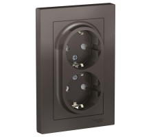 ATLASDESIGN РОЗЕТКА двойная с заземлением со шторками, 16А, в сборе, МОККО