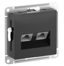 ATLASDESIGN РОЗЕТКА двойная компьютерная RJ45+RJ45, кат.6А, механизм, КАРБОН