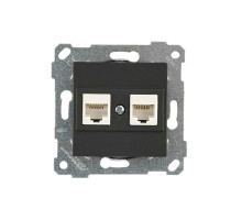 Rita - Розетка 2хRJ-45 кат. 5e UTP, черный мат
