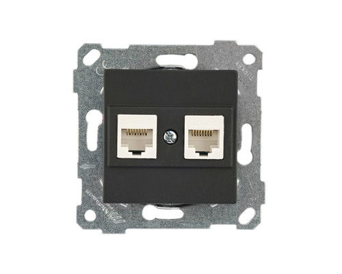 Rita - Розетка 2хRJ-45 кат. 5e UTP, черный мат