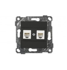 Rita - Розетка 2хRJ-45 кат. 6 UTP, черный мат