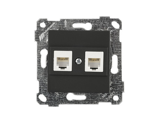Rita - Розетка 2хRJ-45 кат. 6 UTP, черный мат