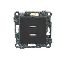 Rita - Розетка 2xUSB Type A, черный мат