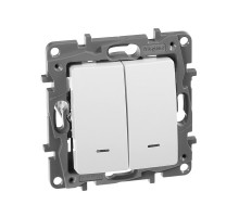 Etika - Переключатель на 2 направления двухклавишный с подсветкой (белый)