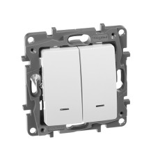 Etika - Переключатель на 2 направления двухклавишный с подсветкой (белый)