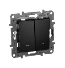 Etika - Переключатель на 2 направления двухклавишный с подсветкой (антрацит)