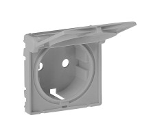 Valena Life - Лицевая панель розетки 2P+E с крышкой, алюминий