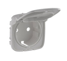 Valena Allure - Лицевая панель розетки 2P+E с крышкой, алюминий